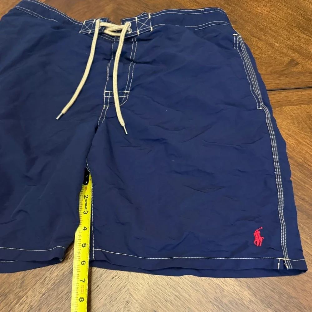 Polo Ralph Lauren Mens Navy Blue Swim Trunks Cargo Pocket XL Red Pony Logo